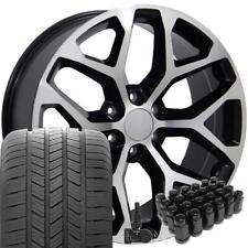 20 Rims Fit Sierra Silverado Cv98 Black Machd Eagle As Tires Lugs Tpms 5668