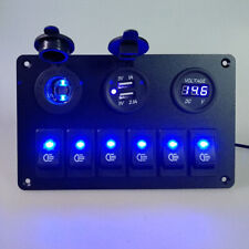 1x Switch Panel 6 Gang Usb For Car Boat Marine Rv Truck Blue Led Car Accessories