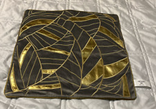 Aliger 20 X 20 Inches Gray Geometric Gold Leather Embroider Striped Pillow Cover