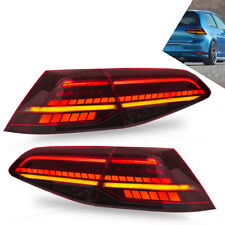 Led Tail Lights For 2013-2021 Vw Golf7 Mk7 Mk7.5 Red Lens Sequential Turn Signal