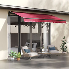 10 X 8 Manual Retractable Sun Shade Awning Outdoor Deck Canopy Red