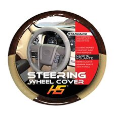 New Wood And Tan Steering Wheel Cover Fits Car Trucks 14.5 To 15.5