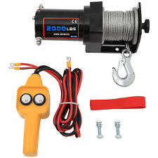 12v Electric Recovery Winch Wireless Remote For Trailer Steel Cable 2000lb