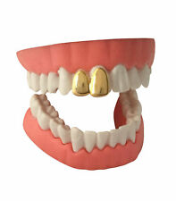 Hip Hop 14k Gold Plated Double Two Tooth Teeth Metal Grillz Grill Canine Cap