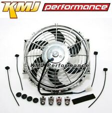14 Chrome Curved S-blade Electric Radiator Cooling Fan Universal Mounting Kit