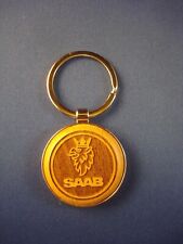 Saab Key Chain Engraved On Wood With Silver Chrome Holder