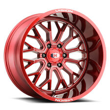 4 New 22x12 Vision 402 Riot Red Tint Milled Spoke 5x150 Et-51 Wheels Rims