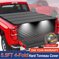 5.5ft Hard Tonneau Cover 4-fold For 2015-2024 Ford F150 F-150 Truck Bed W Lamp