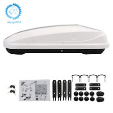 Car Roof Top Box Cargo Luggage Carrier 2 Locks Toolless Install White 14 Ft Abs