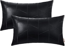 Faux Leather Pillow Covers 12 X 20 Inches Black Leather Lumbar Pillow Covers Pa