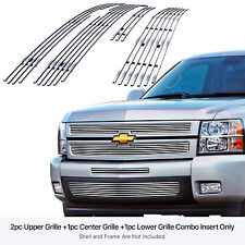 Fits 2007-2013 Chevy Silverado 1500 Stainless Chrome Billet Grille Insert Combo
