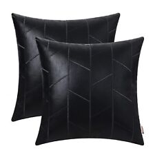Faux Leather Pillow Covers 20 X 20 Inches Black Leather Pillow Covers Pack Of...