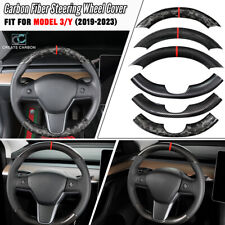 Real Carbon Fiber Steering Wheels Cover Trim Fit For Tesla Model 3y2017-2023