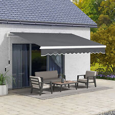 13x8 Manual Retractable Sun Shade Shelter Outdoor Patio Awning Canopy Gray