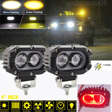 2x Dual Color Ditch Light Pods Side Strobe Amber Fit Snow Plow Warning Lights