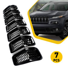 7x Black Front Bumper Honeycomb Mesh Grill Inserts For Cherokee Jeep 2014-2018