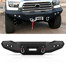 Fits 2007-2013 Toyota Tundra Steel Front Bumper Wwinch Plate Led D-ring