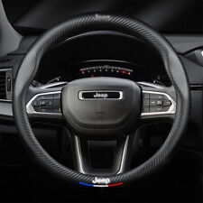 15 Car Steering Wheel Cover Genuine Carbon Fiber Leather For Jeep Black New