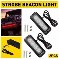 2pcs Red 4 Led Car Truck Beacon Warning Hazard Flash Strobe Light Bar 12-24v