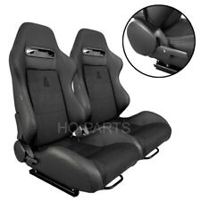 2 X Tanaka Black Pvc Leather Black Suede Racing Seats Reclinable Fits Mustang