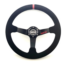 350mm Suede Leather Deep Dish Steering Wheel Fit For Momo Hub Spc Drifting Red S