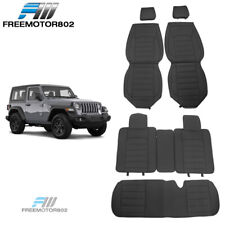 Fits 07-23 Jeep Wrangler Jk Jl Black Pu Leather Seat Covers Protector Full Set