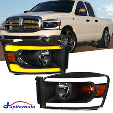 For 2006-2009 Dodge Ram 1500 2500 3500 Led Tube Drl Sequential Signal Headlights