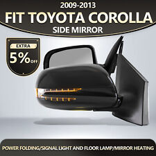 Fit 2009-2013 Toyota Corolla Side Mirrors Folding Pair Black Led Heated 9 Pins