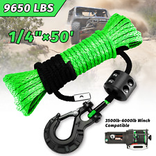 Tyt 14x50 9650lbs Synthetic Winch Rope Line Recovery Cable Atv Utv W Sheath