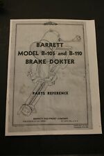 Barrett Brake Doktor Shoe Grinder Parts Manual Archer Tool B105 B110