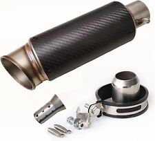 Motorcycle Exhaust Muffler Pipe Slip On Silencers 38-51mm 2 Round Carbon Fiber