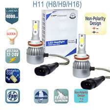 H11 Cree Led Headlight 6000k Low High Beam Fog Bulb White 2 Bulbs Non-polarity