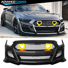 For 15-17 Ford Mustang Gt500 Style Front Bumper Cover Kits W Lip Led Grille
