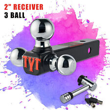 Tyt Trailer Receiver Hitch Triple Ball Mount With Lock Fits For 2 Receiver