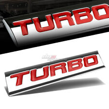 Aluminum Stick On Polish Chrome Red Text Turbo Decal Emblem Trim Badge Logo