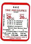 1969 Oldsmobile 442 Tire Pressure Decal