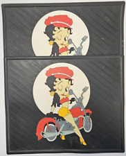 Vintage 1996 Betty Boop On A Motorcycle Rubber Car Floor Mats 16.5x13.5 Pair
