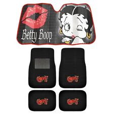 New Betty Boop Lips Kisses Car 4pc Front Rear Carpet Floor Mats Auto Sun Shade