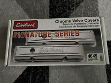 Edelbrock Signature Series Chrome Valve Covers Tall 4649 Chevy Small Block New