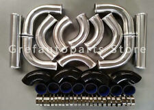 2.5 64mm Universal Aluminum Intercooler Turbo Pipe Piping Kitblack Hoseclamps