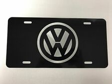 Laser Etched Volkswagen Black Powder Coated Stainless Steel Front Plate W Caps