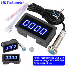 4 Digital Led Tachometer Rpm Speed Meter Hall Proximity Switch Sensor Npn 8-24v