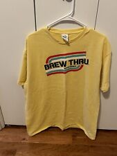 Vintage Brew Thru Obx North Carolina Mens Yellow Logo Tshirt- Size Xl