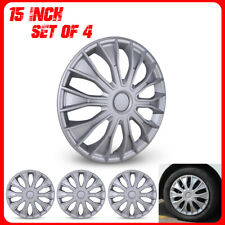 15 Set Of 4 Silver Wheel Covers Snap On Full Hub Caps Fit R15 Tire Steel Rim