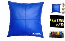 Lambskin Leather Cushion Pillow Cover 18x18 Blue