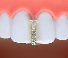 Thin Cubic Zirconia Gap Grillz 14k Gold Plated Teeth Top Or Lower Grill Mold