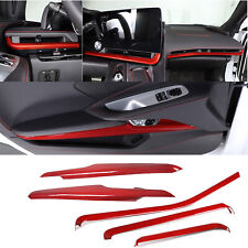 Red Real Carbon Fiber Dash Panel Door Handle Trim Kit Accessory For Corvette C8