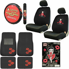 New 10pc Betty Boop Red Dress Car Truck Front Rear Rubber Floor Mats Seat Covers