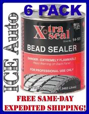 6 Pack Xtra Seal 14-101 Tire Bead Sealer 32oz Black W Brush Top Can Quart X-tra