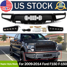 Front Bumper For 2009-2014 Ford F150 F-150 Steel Black Raptor Style Wled Lights